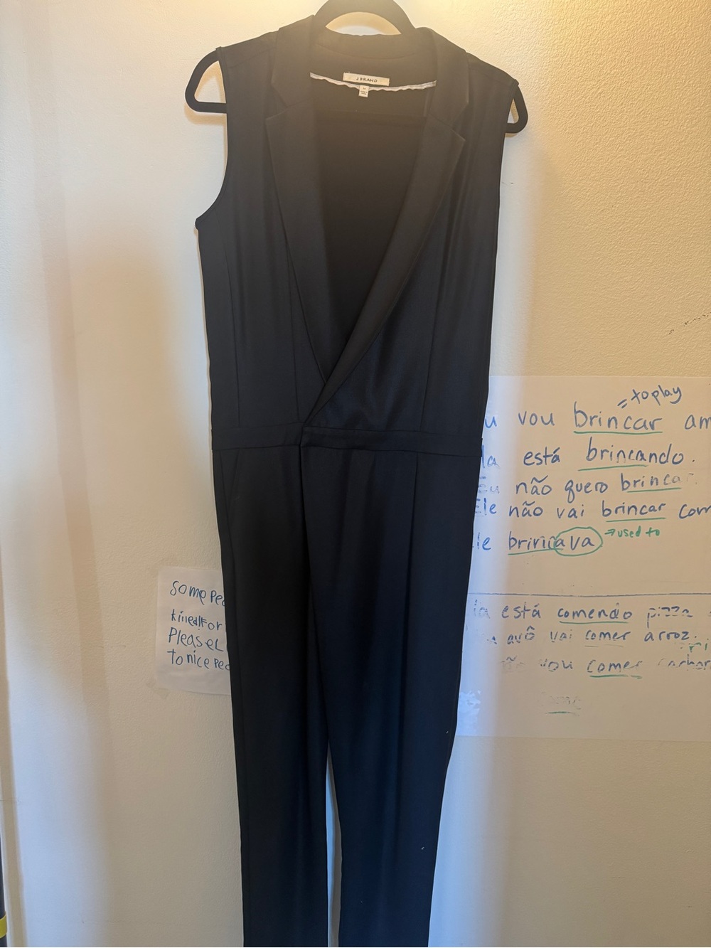 J Brand Sleeveless Black V-Neck Jumpsuit